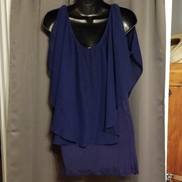 K Jordan Blouse Sheer Layer Over Tank Top Navy size 1X - Picture 3 of 5